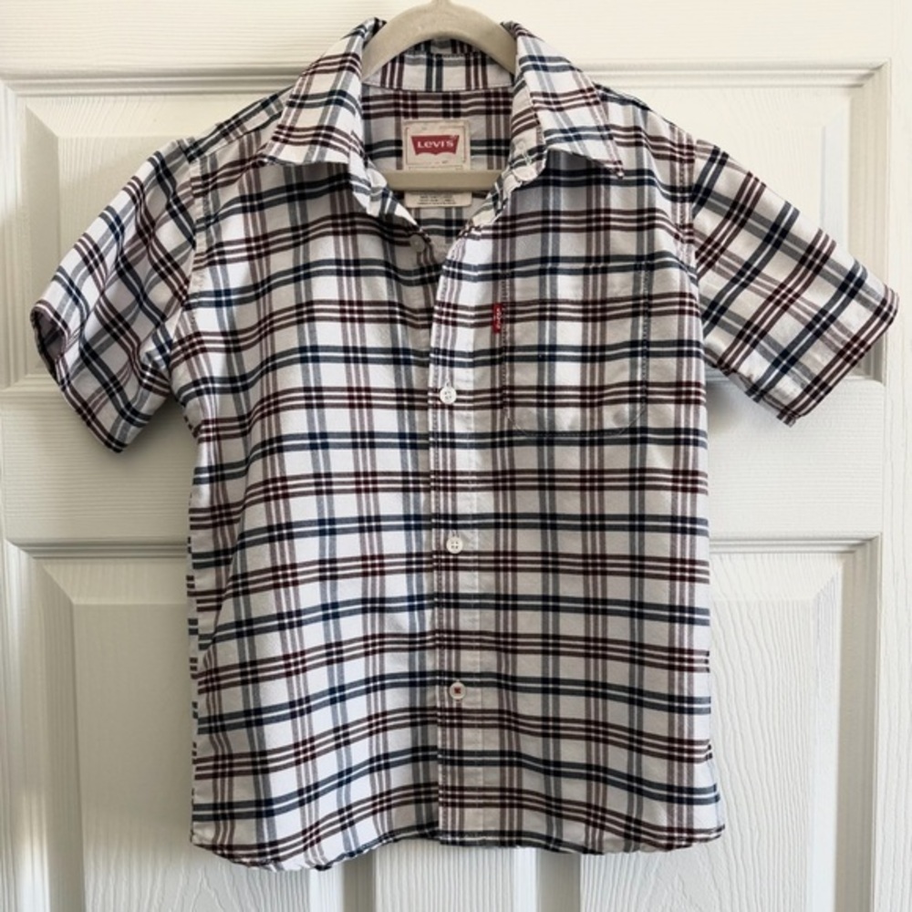 Levi's Checkered Short Sleeve Shirt - White, Black, Brown